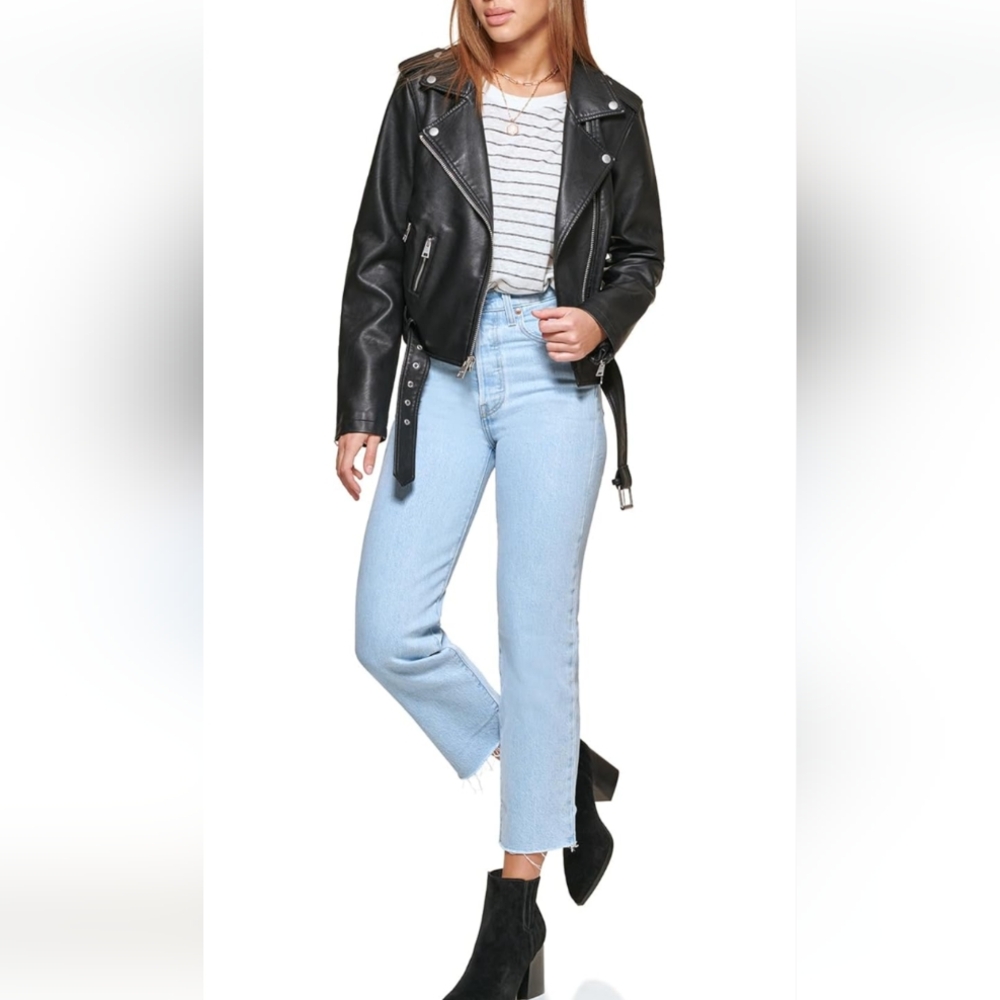 Levi's Faux Leather Belted Moto Jacket  NWOT  SM